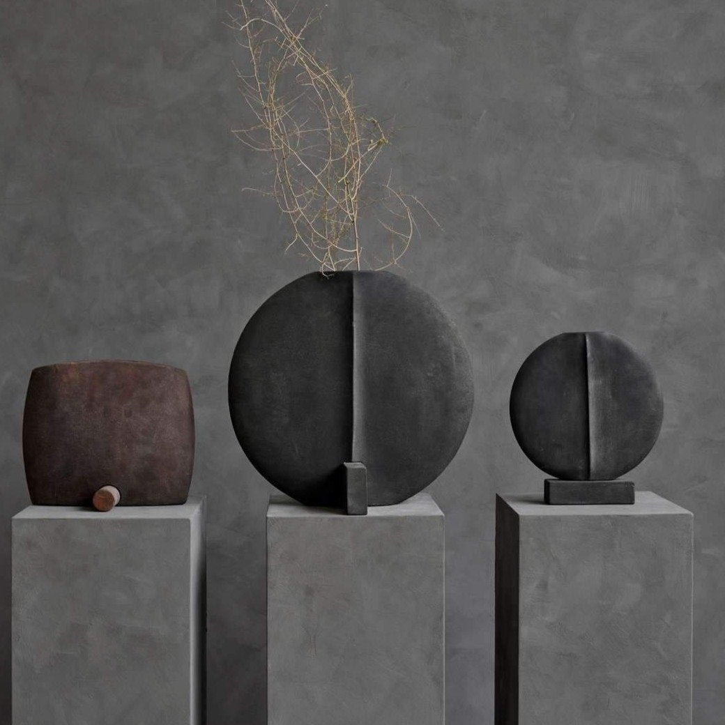 Guggenheim Mini Ceramic Vase - Sculptural Home Decor in Coffee and Dark Grey