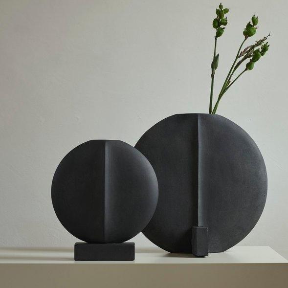 Guggenheim Mini Ceramic Vase - Sculptural Home Decor in Coffee and Dark Grey