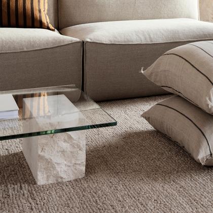 Mineral Coffee Marble Base Table – Elegant Fusion of Stone and Glass for Modern Living Spaces