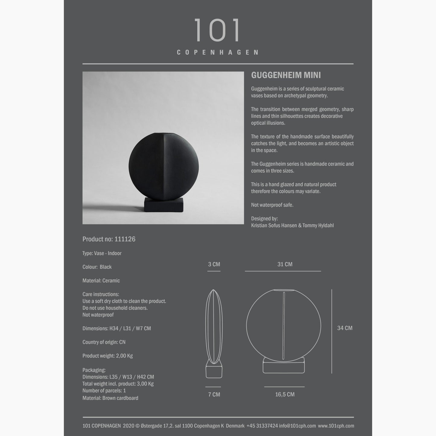 Guggenheim Mini Ceramic Vase - Sculptural Home Decor in Coffee and Dark Grey