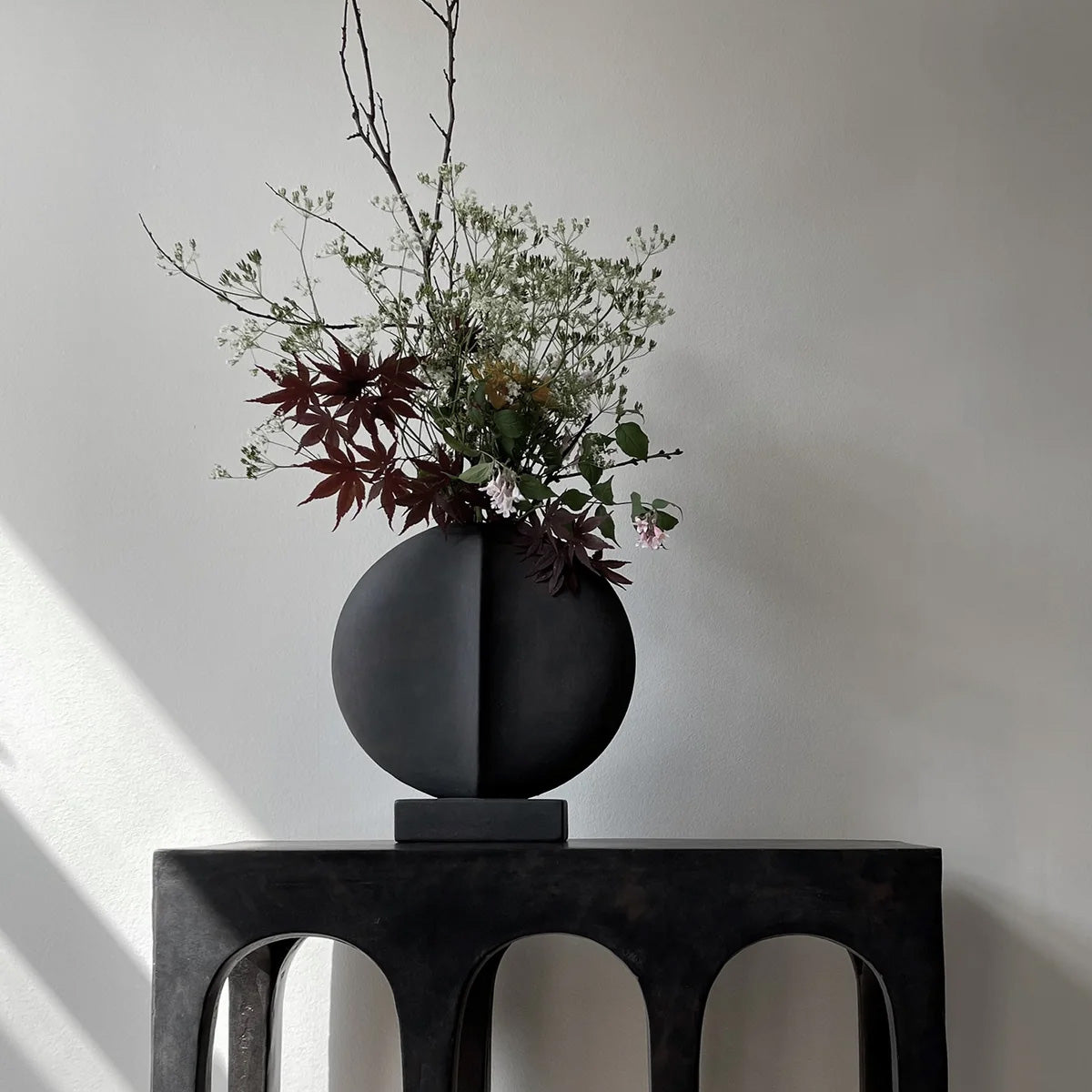 Guggenheim Mini Ceramic Vase - Sculptural Home Decor in Coffee and Dark Grey