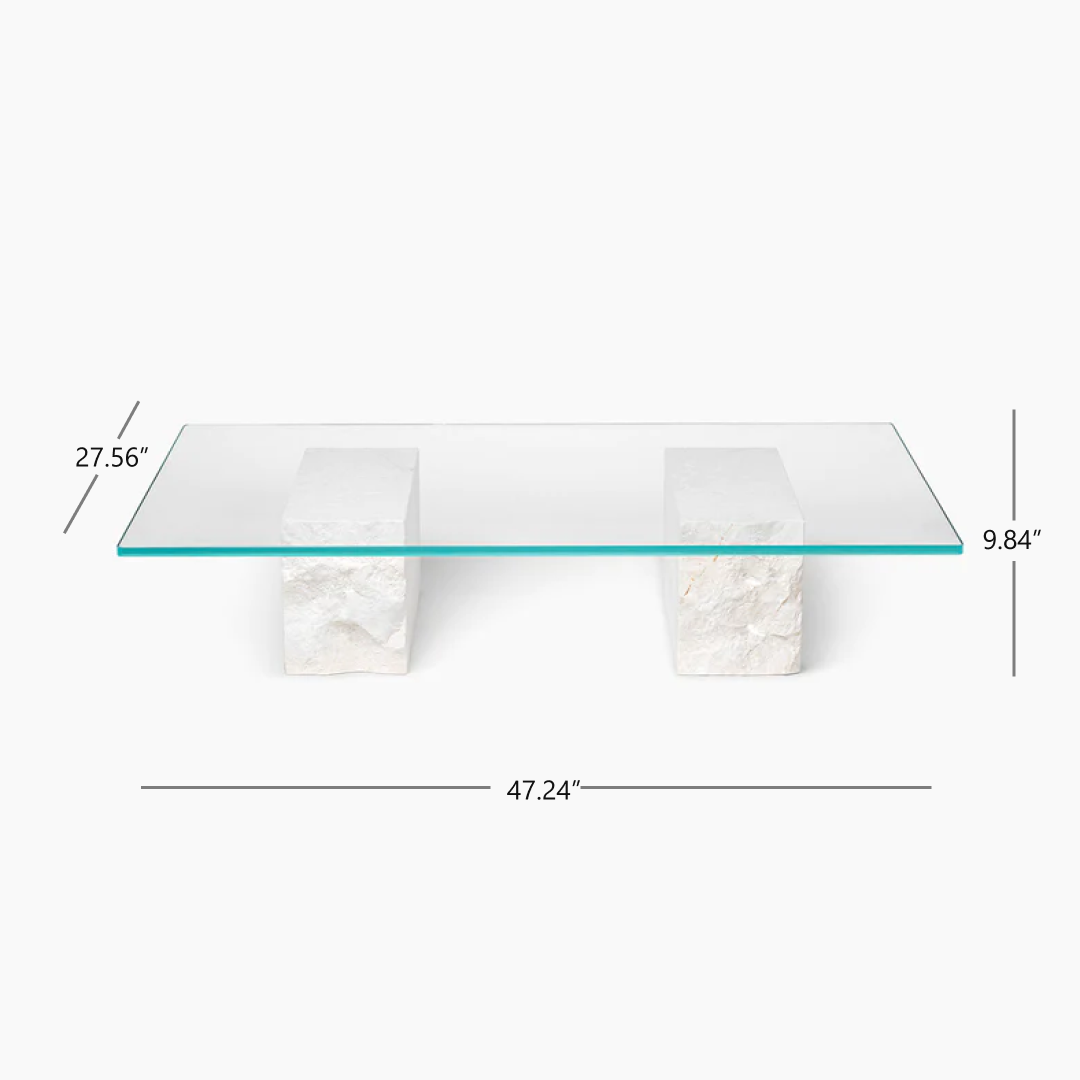 Mineral Coffee Marble Base Table – Elegant Fusion of Stone and Glass for Modern Living Spaces