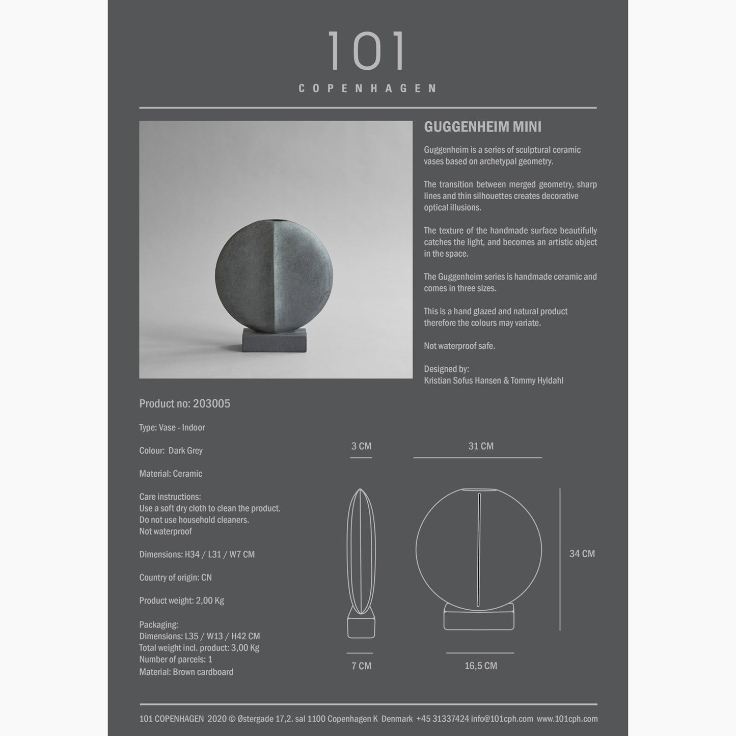 Guggenheim Mini Ceramic Vase - Sculptural Home Decor in Coffee and Dark Grey