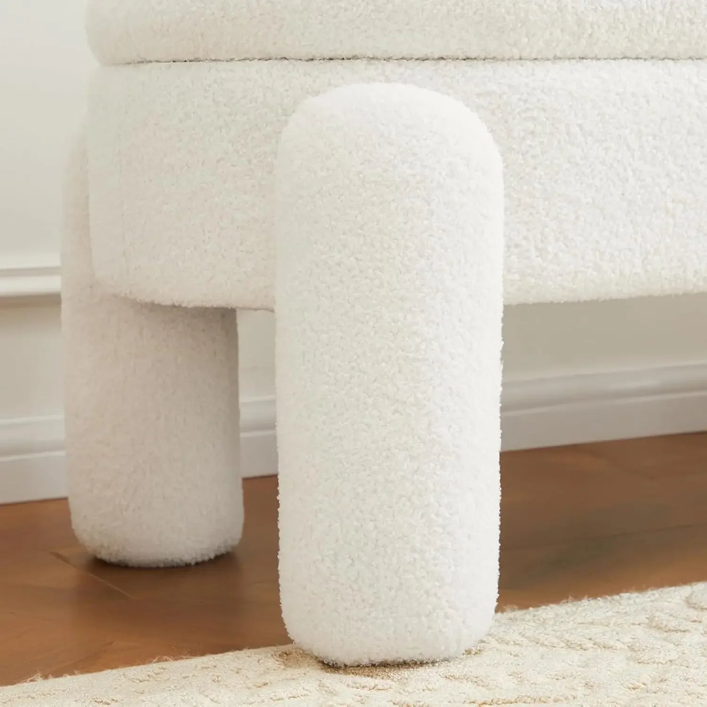 Modern 45 Inch Boucle Storage Ottoman Bench, Upholstered Bedroom Benches for End of Bed, Entryway, Hallway, Living Room