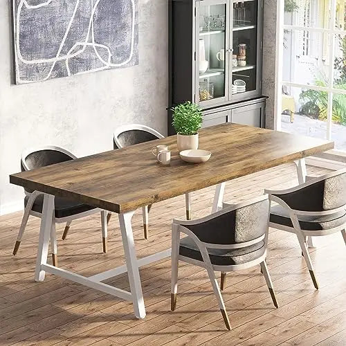 Dining Table for 8 People 70.87-inch Rectangular Wood Kitchen Table with Strong Metal Frame, Industrial Large Long Dining Room