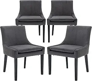 Modern Dining Chairs Set of 4, Upholstered Corduroy Accent Side Leisure Chairs with Mid Back and Wood Legs for Living Room/Dini
