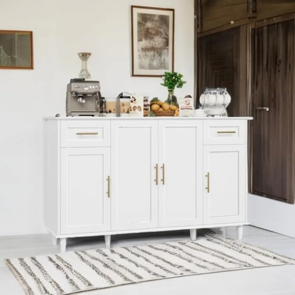 Sideboard Buffet Cabinet Storage, Large Kitchen Buffet Storage Cabinet with Drawers and Shelves, Wood Coffee Bar Cabinet with
