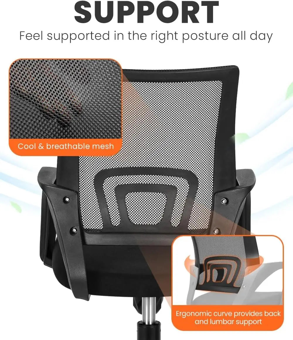 Office Chair Computer Desk Chair Gaming Ergonomic Mid Back Cushion Lumbar Support with Comfy Mesh Adjustable Swivel Rolling Home