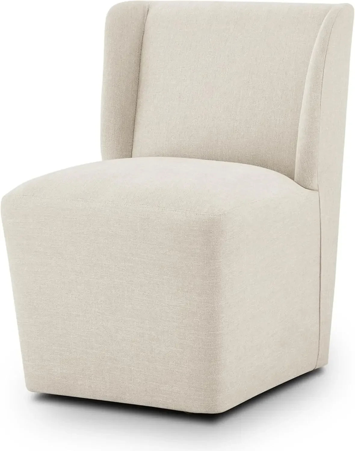 Upholstered Dining Chair with Casters Wingback Modern Side Armless Deskchair with Rollers for Diningroom Bedroom Livingroom six