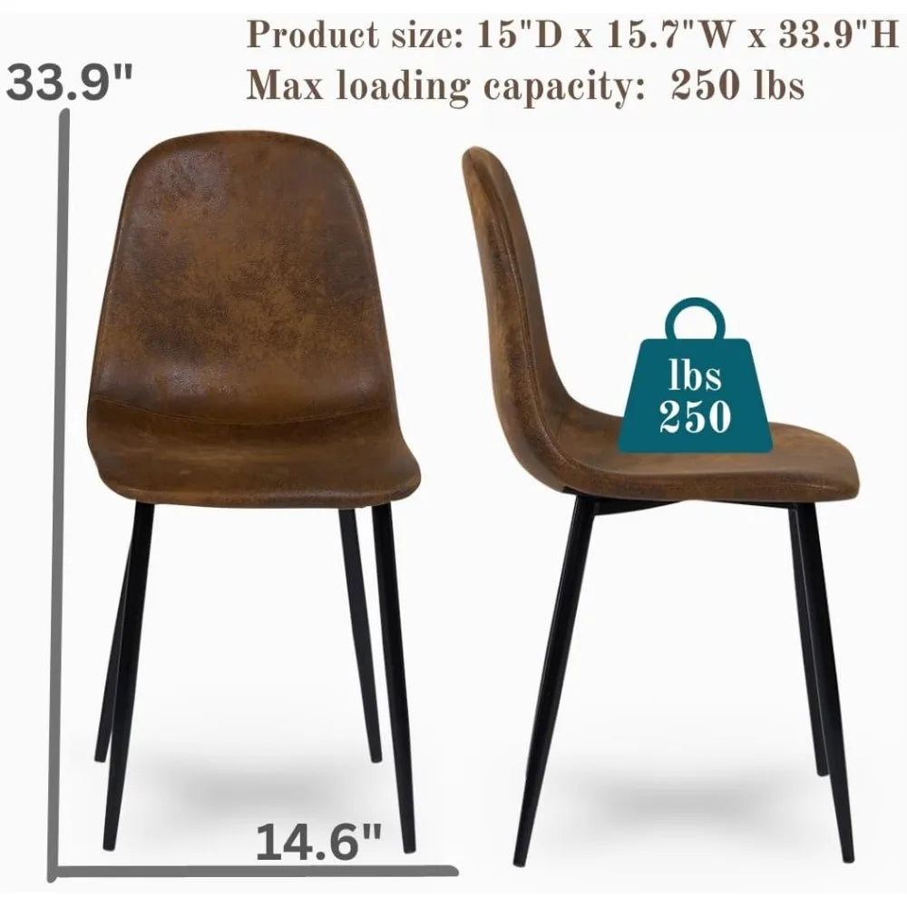 Mid-Century Modern Upholstered Dining Chairs Set, Kitchen Chairs with Metal Legs for Dining Room, Fabric Suede Seat Side Chair