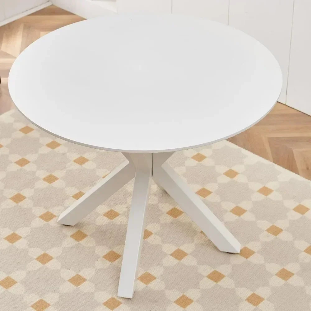 42 "dining table for 4 people, modern white MDF round, suitable for dining room, living room, kitchen