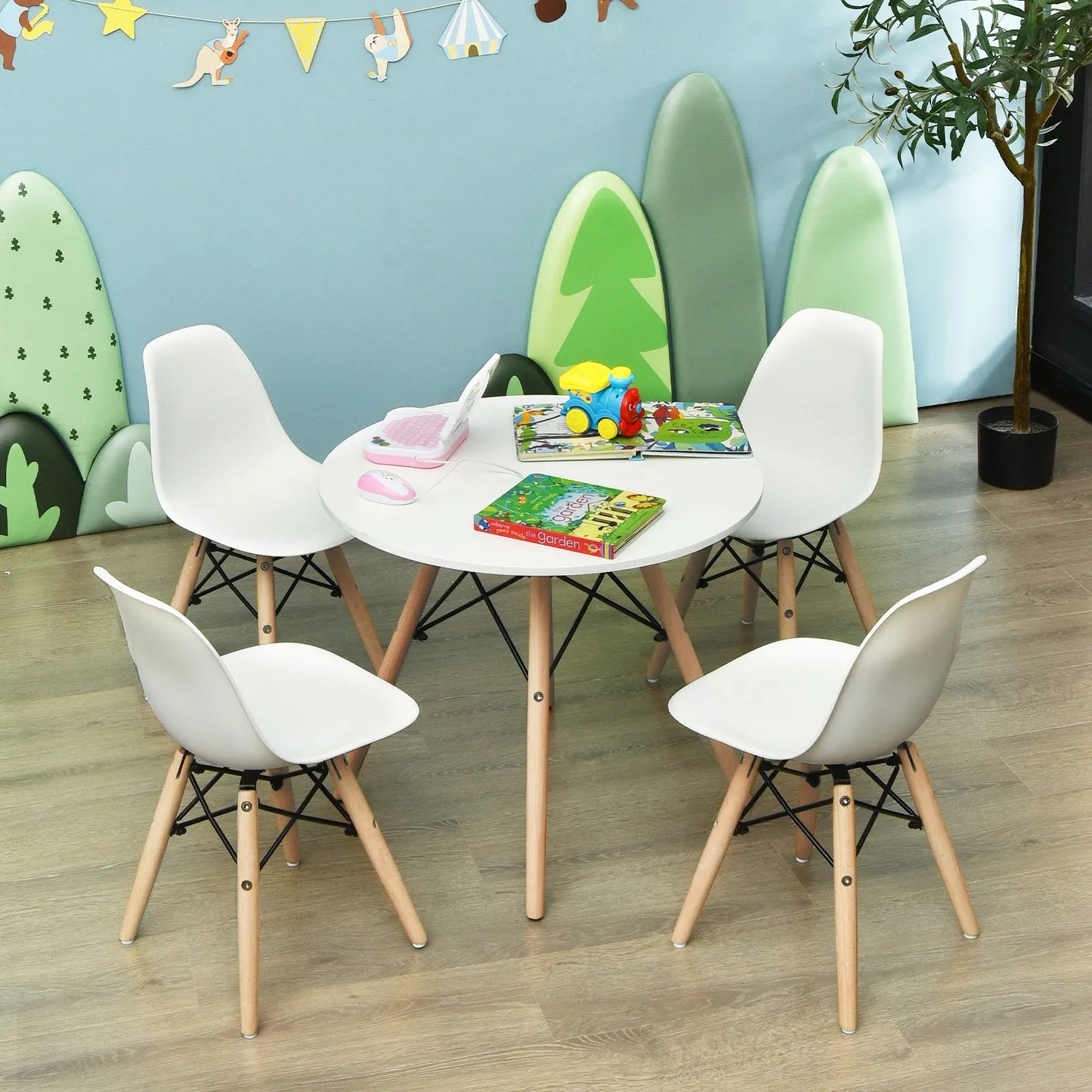 4 PCS Kids Chair Set Mid-Century Modern Style Dining Chairs w/ Wood Legs