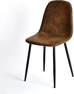 Mid-Century Modern Upholstered Dining Chairs Set, Kitchen Chairs with Metal Legs for Dining Room, Fabric Suede Seat Side Chair