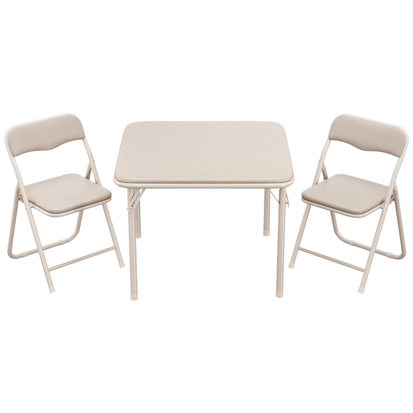 Boys and Girls Folding Table and Chairs Set of 3, Portable Table and Chair with Pu Soft Cushion, For Eating,Reading and Playing