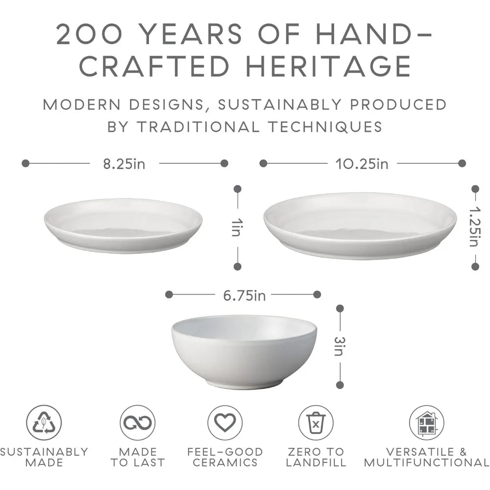 Stone White Dinner Set For 4-12 Piece Simple Ceramic Stoneware Tableware Set -Dishwasher Microwave Oven Safe -Scratch Resistant