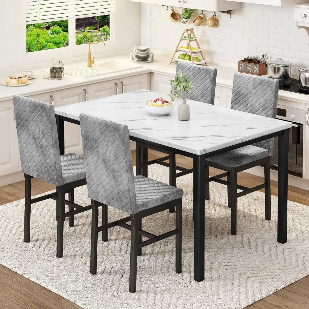Dining Table Set for 4,Kitchen Table and Chairs Set of 4,Upholstered Velvet Chairs,Dining Room Table Set for Kitchen Dining Room