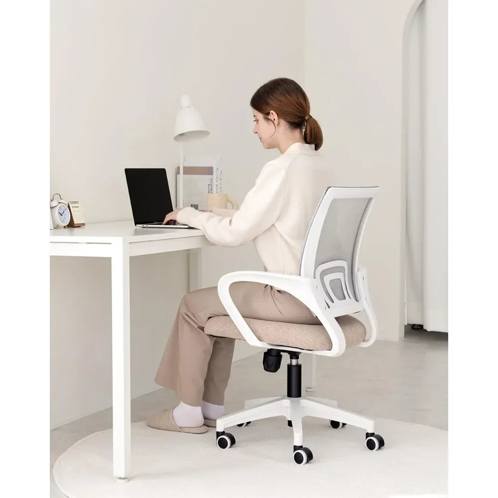 Office Chair Computer Desk Chairs Gaming Ergonomic Mid Back Cushion Lumbar Support, Office Chair