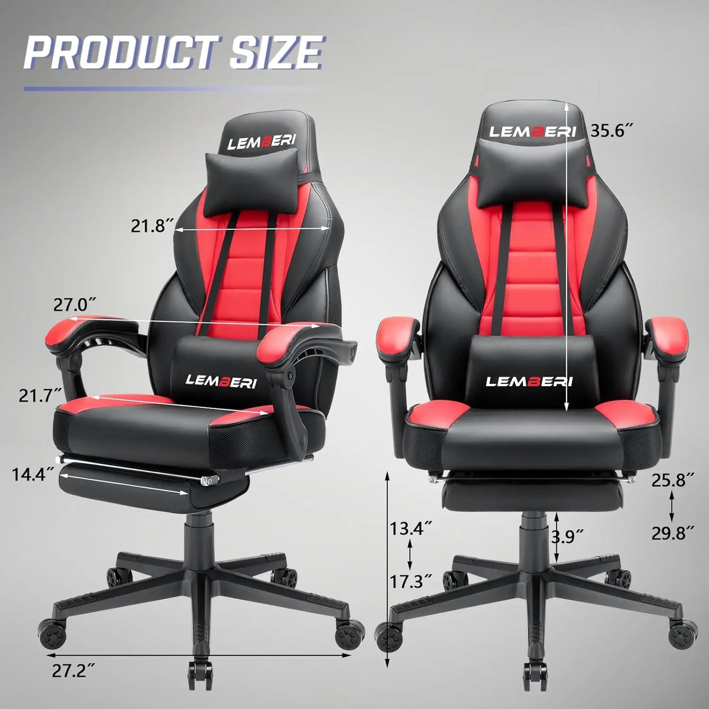 Video Game Chairs w/ footrest, Big and Tall Gamer Chair for Adults,Racing Style Computer Chair with Headrest and Lumbar Support