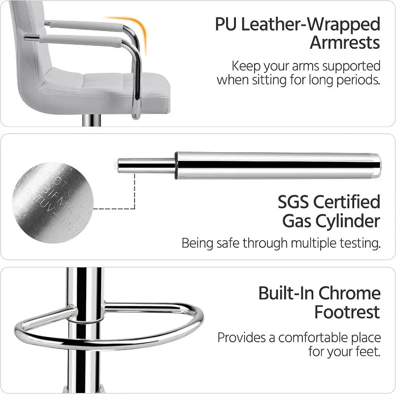 4pcs Adjustable Bar Stools Kitchen Counter Barstools Bar/Counter Height Stool Chairs PU Leather Hydraulic Swivel Dining Chair
