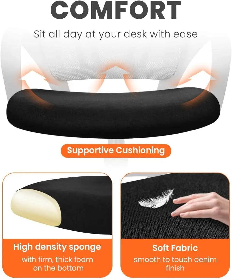 Office Chair Computer Desk Chair Gaming Ergonomic Mid Back Cushion Lumbar Support with Comfy Mesh Adjustable Swivel Rolling Home