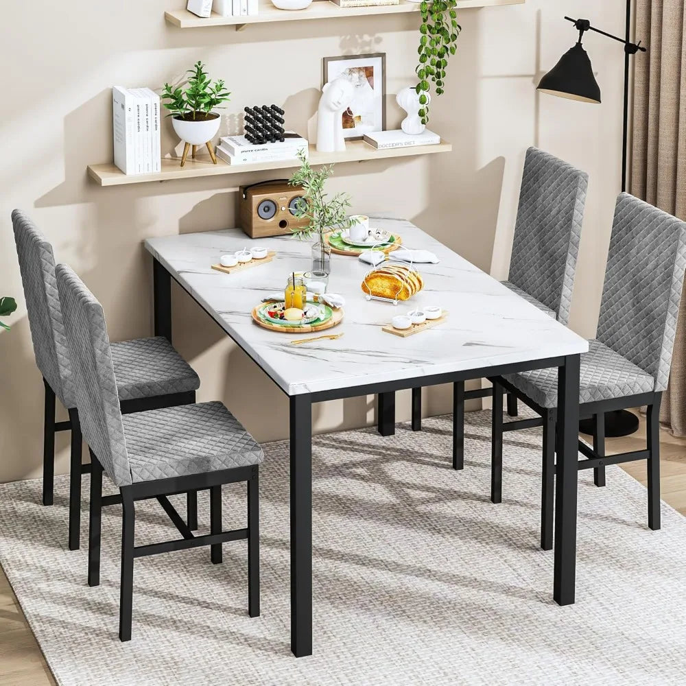 Dining Table Set for 4,Kitchen Table and Chairs Set of 4,Upholstered Velvet Chairs,Dining Room Table Set for Kitchen Dining Room