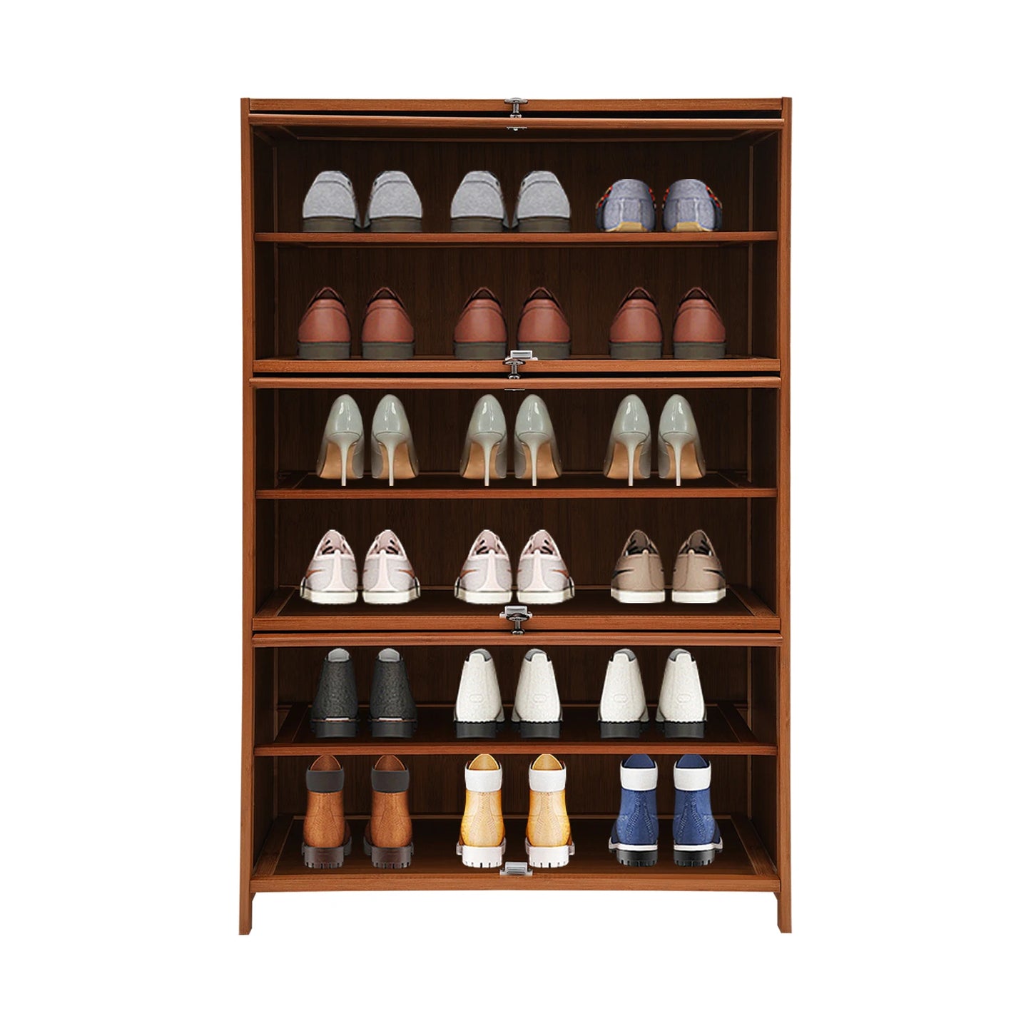 Free Standing Shoe Cabinet Strong Bearing Capacity Wear Resistant Shoe Cabinet with Flip Doors Raised Bottom for Porch