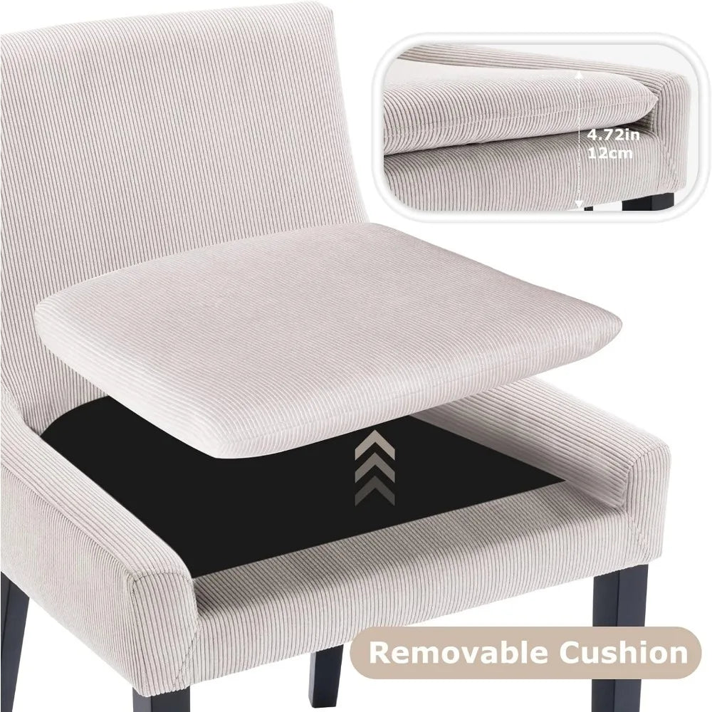 Modern Dining Chairs Set of 4, Upholstered Corduroy Accent Side Leisure Chairs with Mid Back and Wood Legs for Living Room/Dini