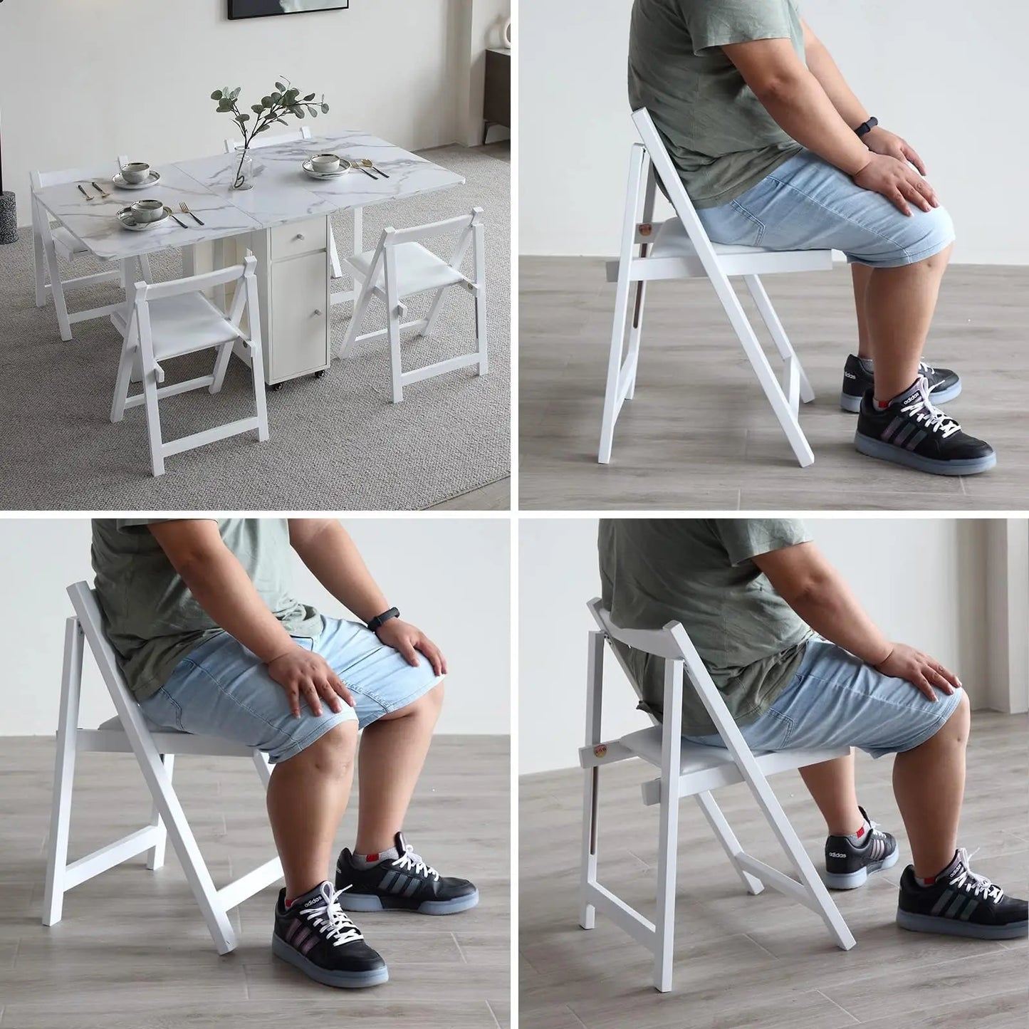 Wooden Folding Dining Chairs with Padded Seats 2 Pack Foldable Chair for Kitchen Table Event Party Garde