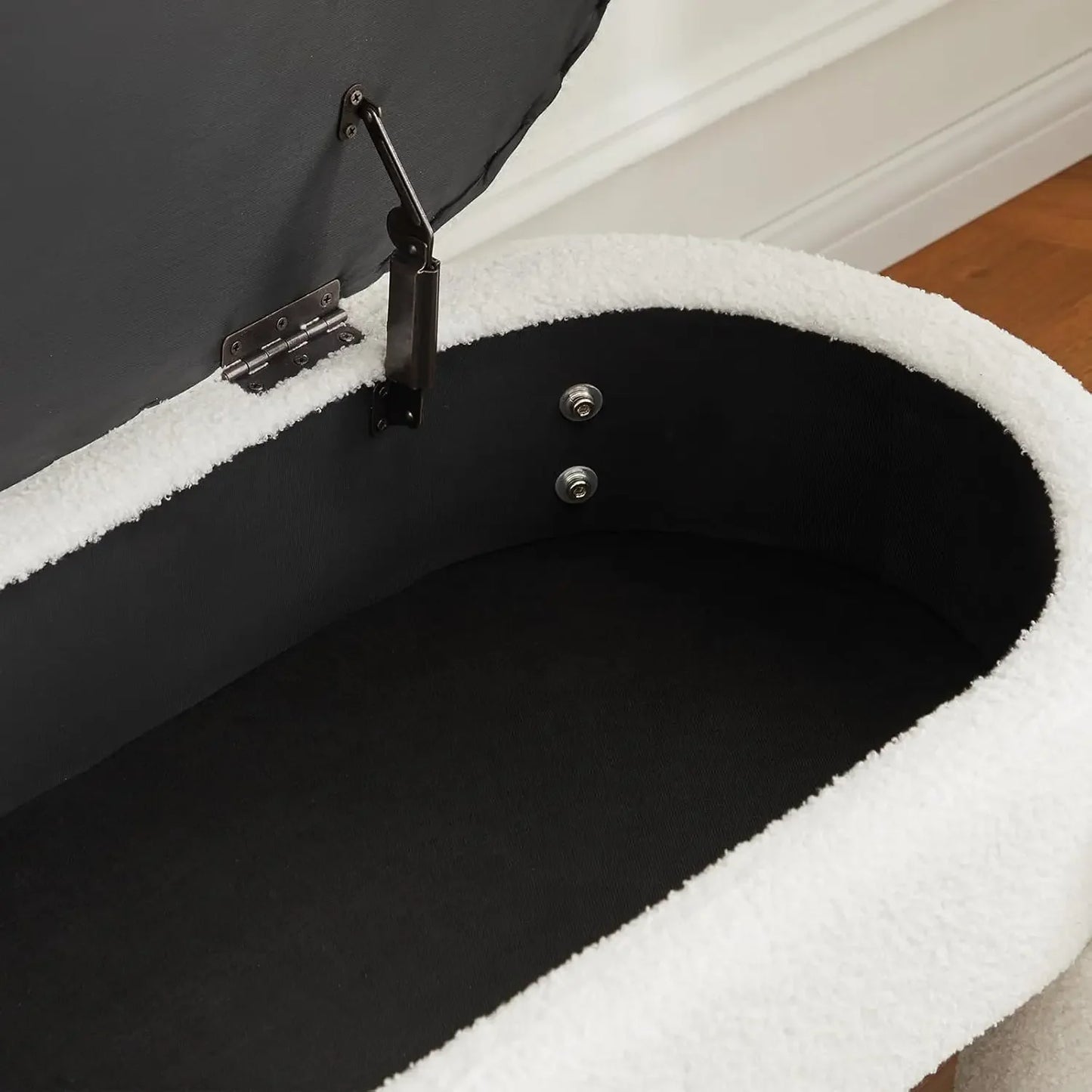 Modern 45 Inch Boucle Storage Ottoman Bench, Upholstered Bedroom Benches for End of Bed, Entryway, Hallway, Living Room