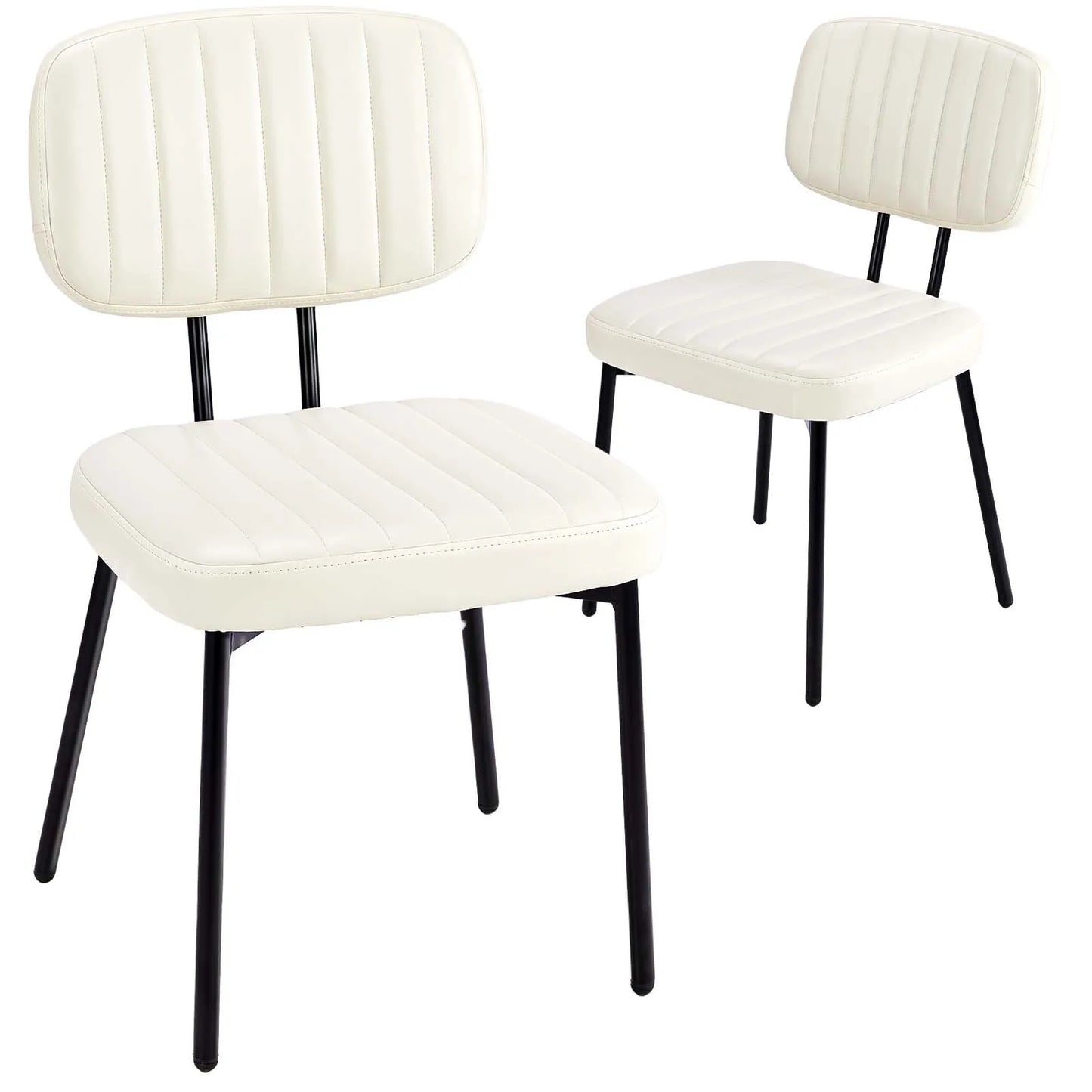 JHK Dining Chairs Set of 2 Ergonomic Lumbar Support PU Leather Foam Sponge Cushion Seat and Metal Legs for Modern Kitchen