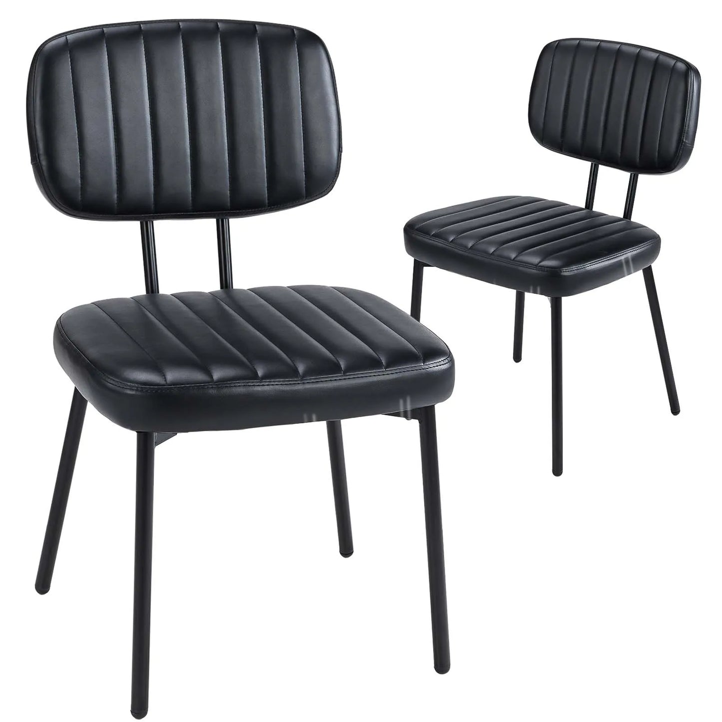 JHK Dining Chairs Set of 2 Ergonomic Lumbar Support PU Leather Foam Sponge Cushion Seat and Metal Legs for Modern Kitchen