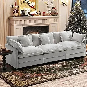 111.4” Cloud Couch, Modular Sectional Sofa, Comfy Modern 3-Seater Couches with Pillows & Upholstered Deep Seat Cushion for Livin