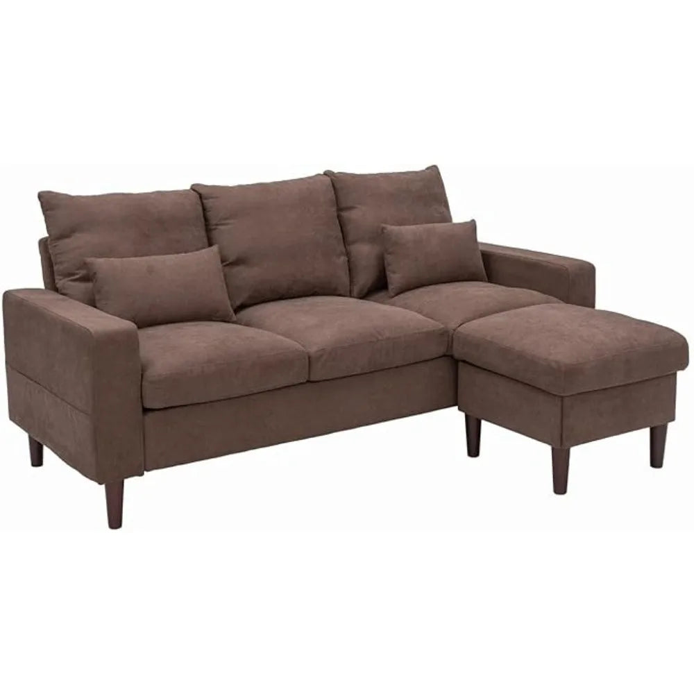 Convertible Sectional Sofa Couch with Reversible Chaise, L-Shaped Couch Linen Fabric for Small Space, Apartment