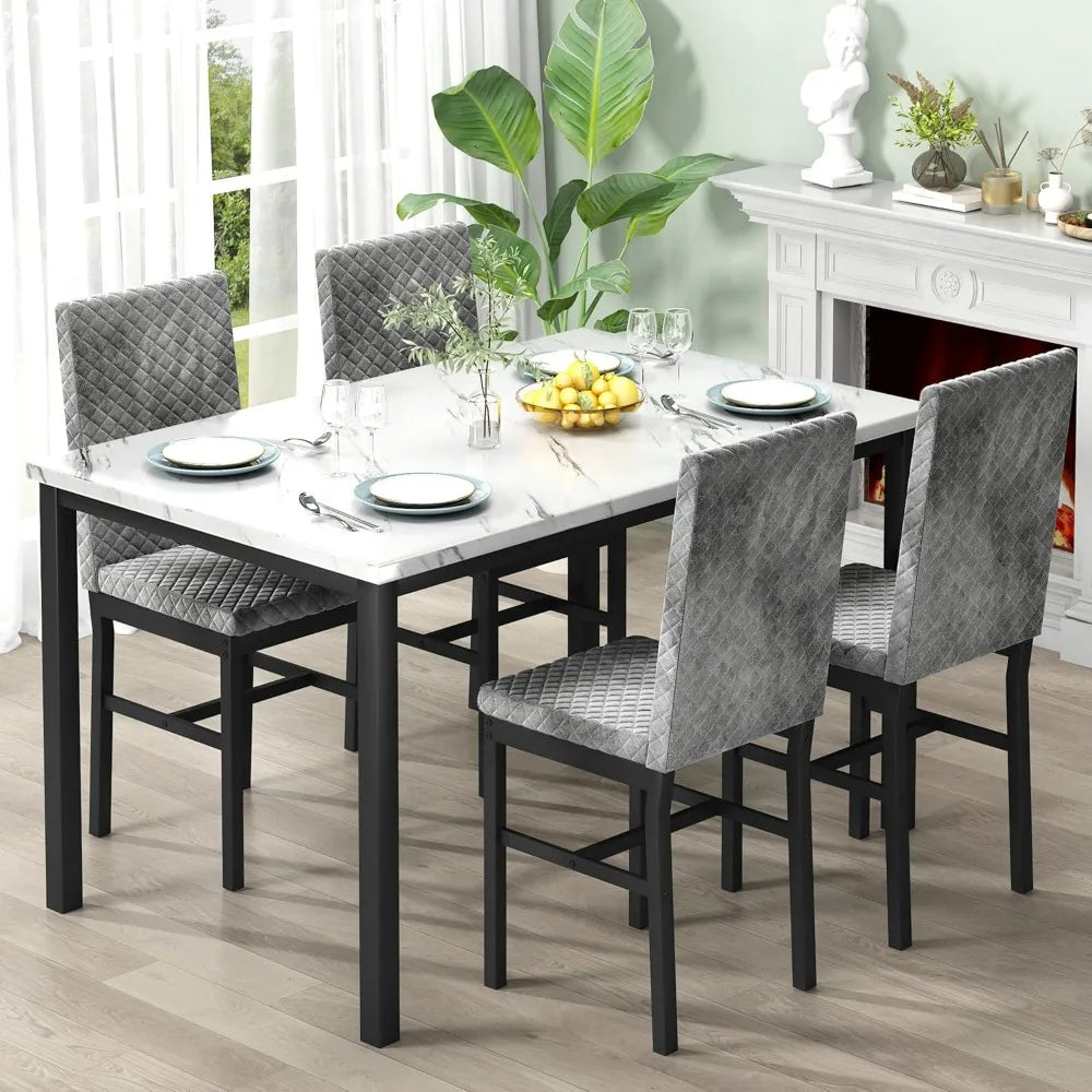 Dining Table Set for 4,Kitchen Table and Chairs Set of 4,Upholstered Velvet Chairs,Dining Room Table Set for Kitchen Dining Room