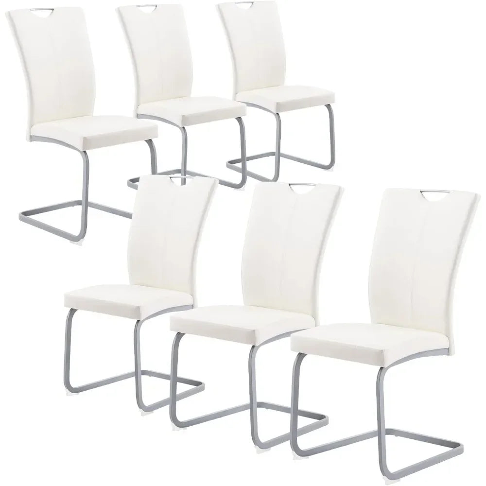 Kitchen Dining Chairs Set of 6, Modern Faux Leather Side Chairs Set for Kitchen, Dining, Living Room, Lacquered Chair Legs