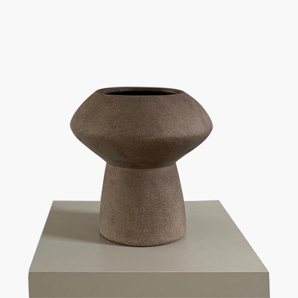Sphere Vase - Fat Taupe, Handcrafted Ceramic Decorative Vase with Ornate Detailing