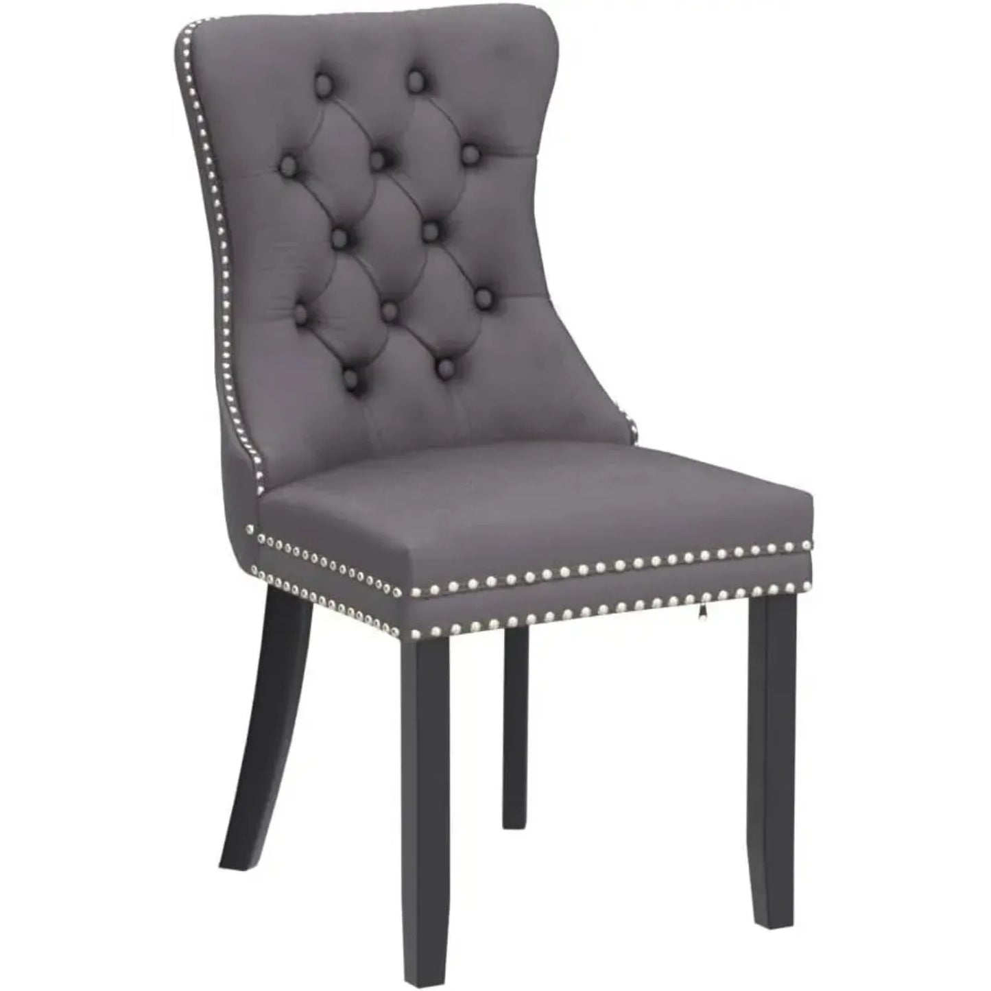 Velvet Dining Chairs Set of 6, Upholstered Dining Room Chairs with Ring Pull Trim and Button Back, Luxury Tufted Dining Chairs