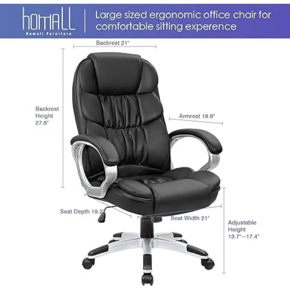 Office Chair High Back Computer Desk Chairs, PU Leather Adjustable Height Modern Executive Swivel Task Chair, Office Chairs