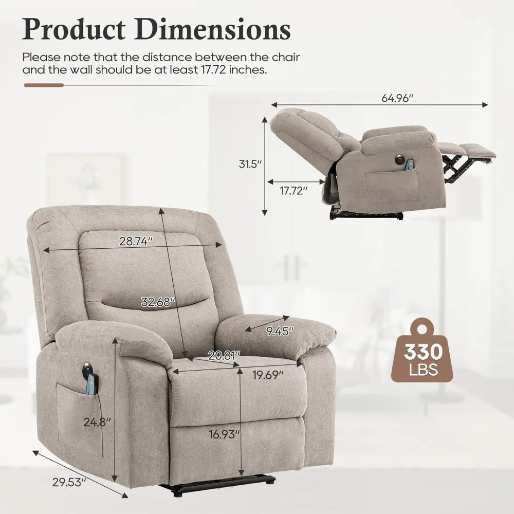 Power Recliner Chair with Massage and Heat, Electric Power Recliners Chairs for Adults, Recliner Chair