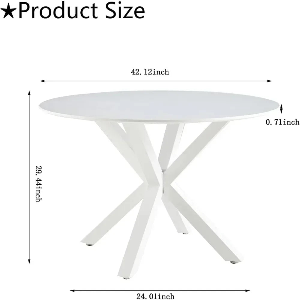 42 "dining table for 4 people, modern white MDF round, suitable for dining room, living room, kitchen