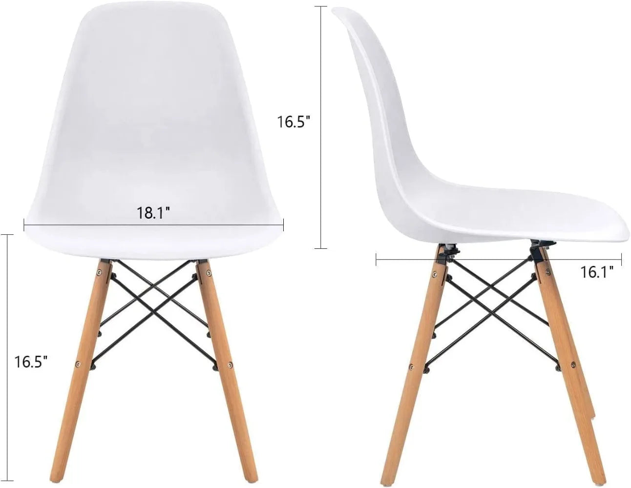 Modern Style Dining Chair , Shell Lounge Plastic Chair for Kitchen, Dining, Bedroom, Living Room Side Chairs Set of 4 (White)