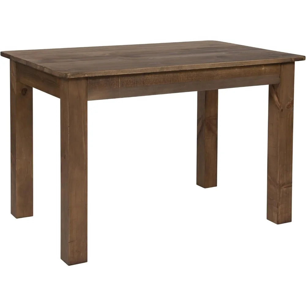 Solid Wood Dining Table, Kitchen Tables with Square Legs, Farmhouse Dinner Tables,46" X 30", Seats 4, Rustic Finish Dining Table