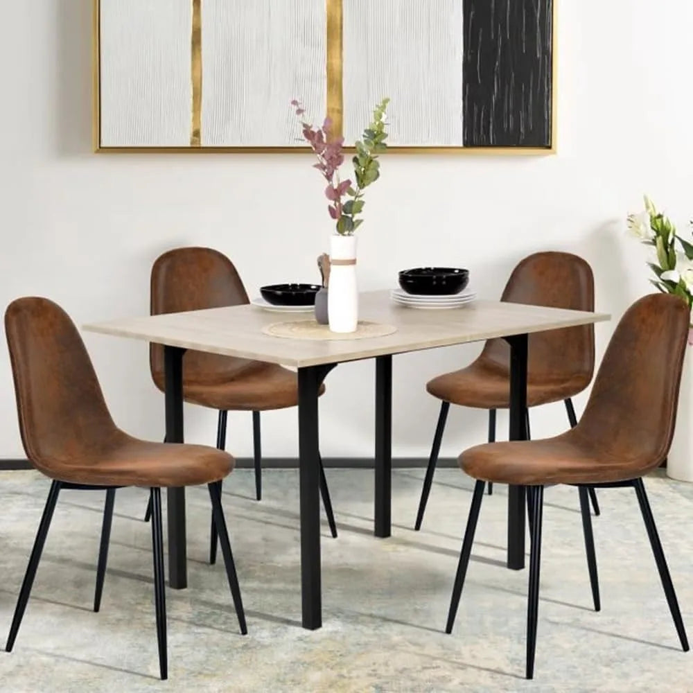 Mid-Century Modern Upholstered Dining Chairs Set, Kitchen Chairs with Metal Legs for Dining Room, Fabric Suede Seat Side Chair