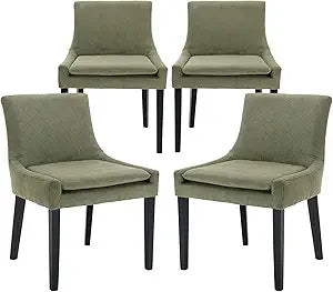 Modern Dining Chairs Set of 4, Upholstered Corduroy Accent Side Leisure Chairs with Mid Back and Wood Legs for Living Room/Dini