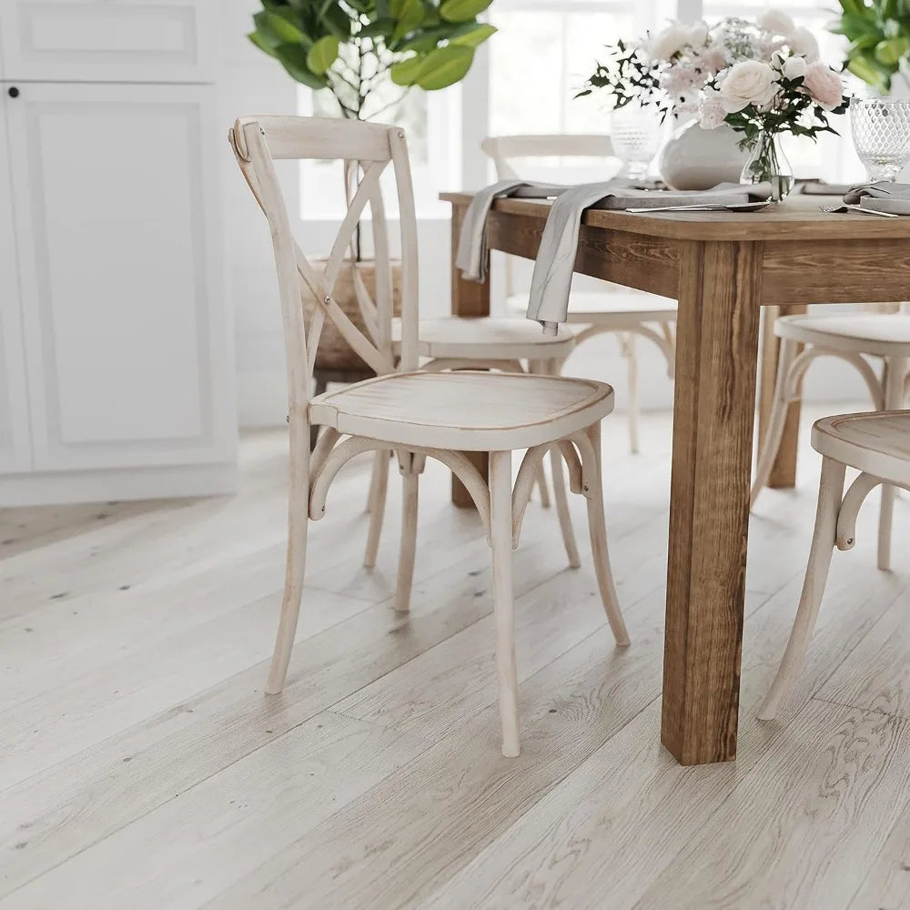 Solid Wood Dining Table, Kitchen Tables with Square Legs, Farmhouse Dinner Tables,46" X 30", Seats 4, Rustic Finish Dining Table