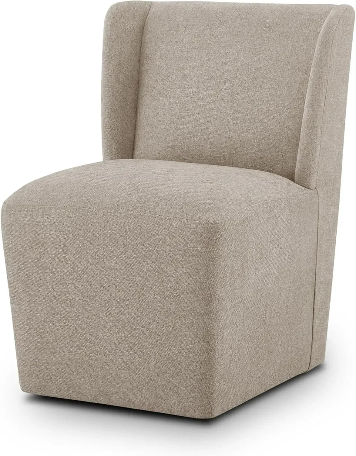 Upholstered Dining Chair with Casters Wingback Modern Side Armless Deskchair with Rollers for Diningroom Bedroom Livingroom six