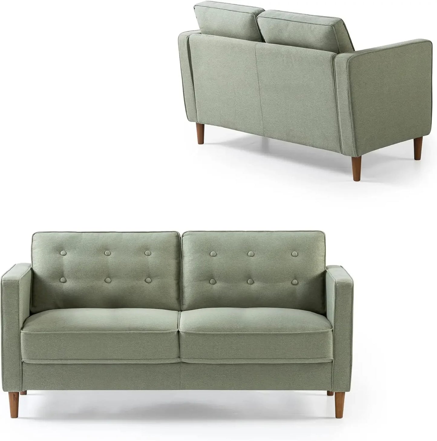 Lauren Sofa Couch / Button Tufted Cushions / Easy, Tool-Free Assembly, Pear Green