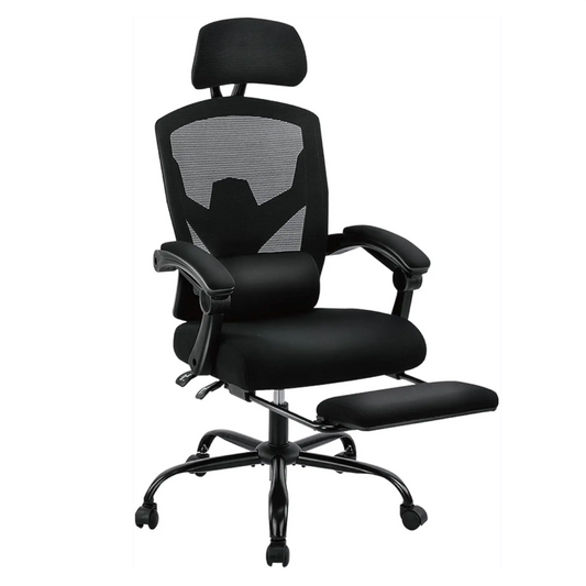 Home Office Desk Chair with Footrest, High-Back Mesh Rolling Swivel Reclining Chairs with Wheels, Comfortable Headrest