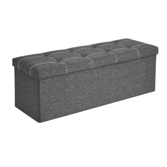 Ottoman Storage Bench, 35 Gal. Folding Chest with Breathable Linen-Look Fabric, Holds 660 lb, for Entryway, Living Room, Bedroom