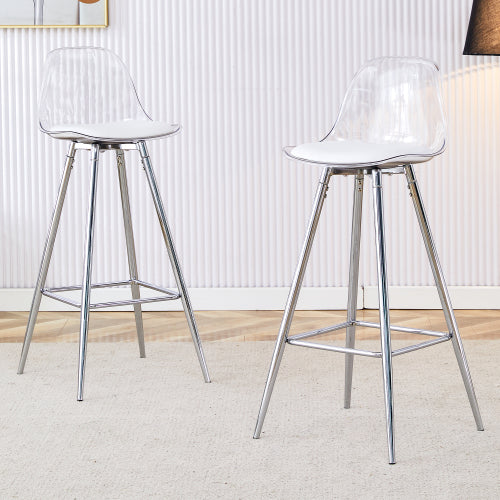 Modern and comfortable upholstered bar chairs, metal legs, small size bar chairs, suitable for part of the crowd, stylish design for dining room, kitchen, terrace and living room chairs.